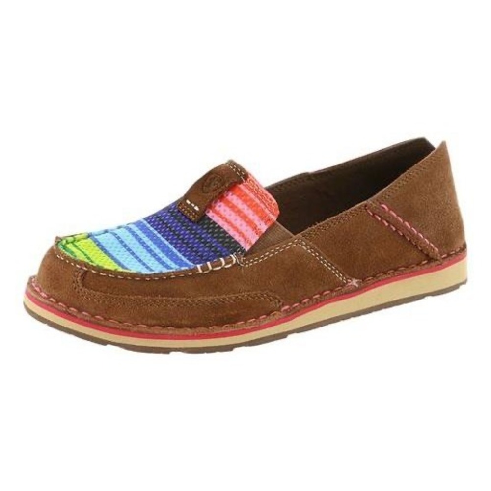 Ariat Cruiser Loafer Slip On Rainbow Stripe Suede‎ Brown Multicolor Size 8.5